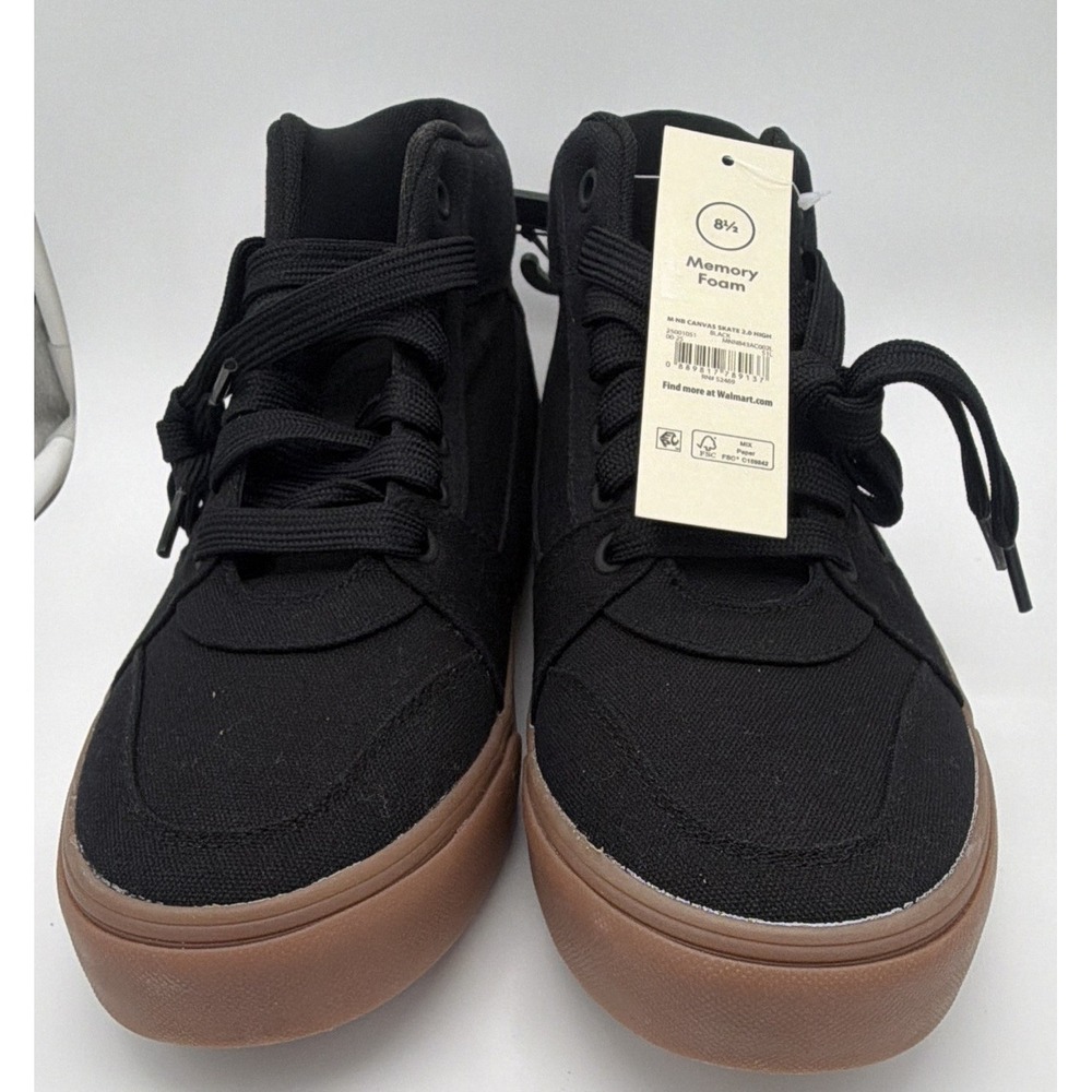 No Boundaries Shoes Mens Size 8.5 Black Gum Sole Skate Mid Top Canvas Lace Up